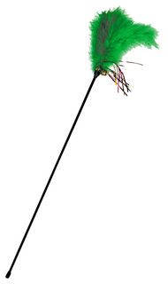 Игрушка для кошек V.I.Pet с пером страуса, бубенчиком и мишурой зеленая 60 см