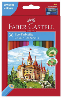 Цветные карандаши Faber-Castell ECO ЗАМОК с точилкой, 36 шт