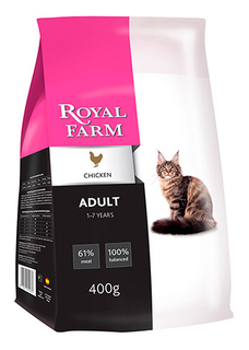 Сухой корм для кошек ROYAL FARM Adult, курица, 0,4кг