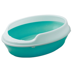 Лоток для кошек ZooOne, овальный, съёмный бортик с лапками, зеленый, 55х41х15 см
