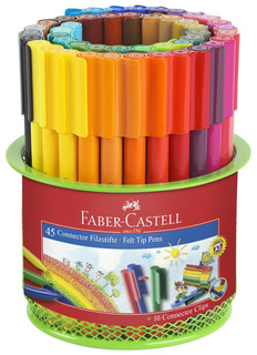 Набор фломастеров Faber Castell Connector: 45 фломастеров + 10 клипов для соединения