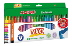 Фломастеры Alpino Maxi в утолщённом корпусе с толстым стержнем 6 мм 24 цвета