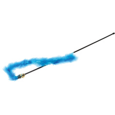 Игрушка для кошек ZooOne Дразнилка с хвостом и колокольчиком, голубая, 30 см