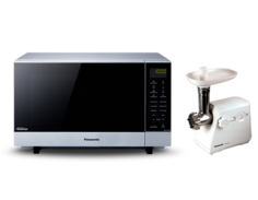 Микроволновая печь с грилем Panasonic NN-GF574MZPE + электромясорубка MK-MG1000WTQ
