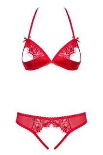 Пикантный открытый комплект белья, красный (L-XL) Obsessive