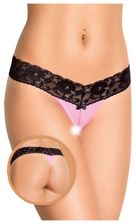 Сексуальные трусики с кружевным пояском, розовые с черным (M-L) Soft Line