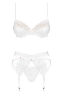 Соблазнительный комплект с декоративной вышивкой, белый (L-XL) Obsessive