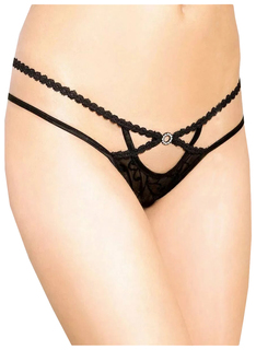 Трусики с прорезью и поясом в виде двух лент на брошке (M-L) Soft Line