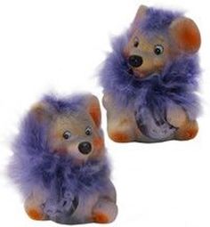 Фигурка мышка - нежный пушистик, керамика, перо, 7 см, nv trading co, арт. FQ06819
