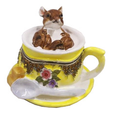 Шкатулка со стразами "Мышка в желтой чашке" BP-32892, 6.3*6.5*5.3 см Gift Way