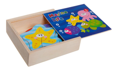 Игр. набор дерев., пазлы, морские обитатели, Bondibon 16,5х16х4,8 см