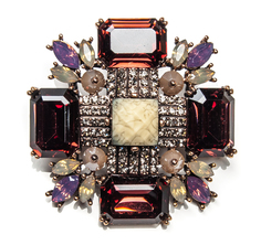 Брошь Moon Paris викторианский крест с кристаллами и стразами (бордо)