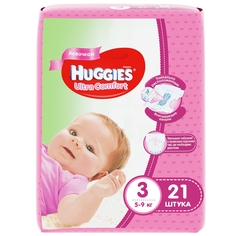 Подгузники Huggies Ultra Comfort для девочек 3 (5-9 кг), 21 шт.