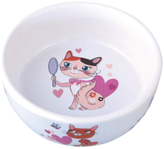 Одинарная миска для кошек и собак DEZZIE, керамика, белый, 0.3 л