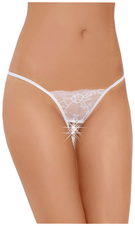 Кружевные трусики с вырезом и украшением, белые Soft Line