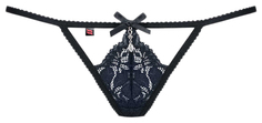 Пикантные трусики-стринги, черные с синим (L-XL) Obsessive