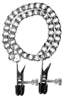 Регулируемые зажимы на соски Flat Nipple Screw с цепочкой Blush Novelties