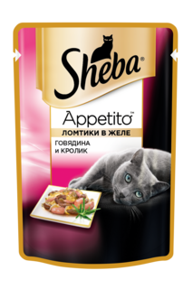 Влажный корм для кошек Sheba Appetito с говядиной и кроликом, 24 шт по 85г