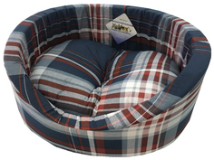 Лежак для животных Бобровый Дворик с бортиком 55 х 43 х 16 см Шотландка синяя