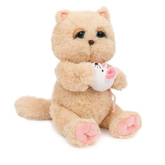 Мягкая игрушка Angel Collection "Киска Персик с мышкой", бежево-розовая