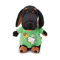 Мягкая игрушка Budi Basa Собака Ваксон в футболке с принтом "Птичка с цветочком", 29 см