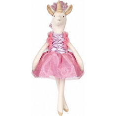 Мягкая игрушка Angel Collection "Единорог тильда", 34 см, бело-розовая