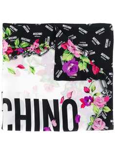 Moschino платок Milano с цветочным принтом и логотипом