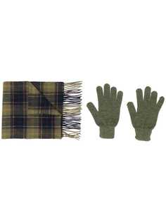 Barbour комплект из клетчатого шарфа и перчаток
