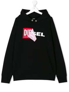 Diesel Kids TEEN logo label hoodie