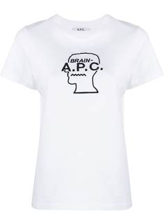 A.P.C. футболка из коллаборации с Brain Dead с вышитым логотипом