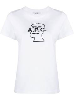 A.P.C. футболка из коллаборации с Brain Dead с вышитым логотипом