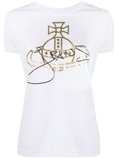 Vivienne Westwood Anglomania футболка с логотипом и эффектом металлик