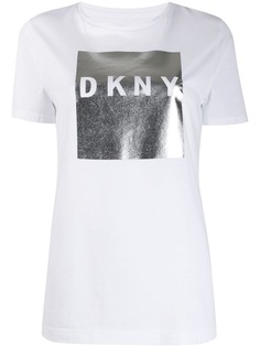 DKNY футболка с логотипом металлик