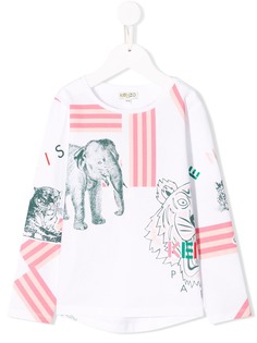 Kenzo Kids топ с логотипом и принтом