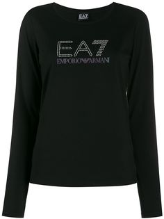 Ea7 Emporio Armani футболка с логотипом и заклепками
