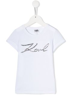 Karl Lagerfeld Kids футболка с логотипом из бисера