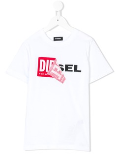 Diesel Kids peeled logo print T-shirt