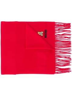 Moschino шарф с вышитым логотипом и бахромой