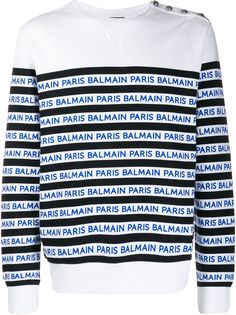 Balmain полосатая толстовка с логотипом