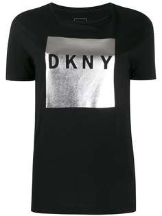 DKNY футболка с логотипом металлик