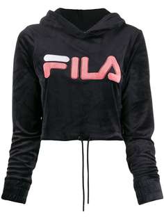 Fila укороченное бархатное худи с логотипом