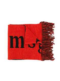 Msgm Kids шарф с логотипом и бахромой