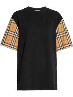 Burberry футболка свободного кроя с рукавами в клетку Vintage Check