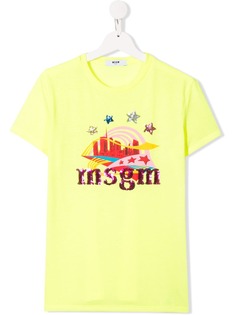 Msgm Kids футболка с графичным принтом и логотипом