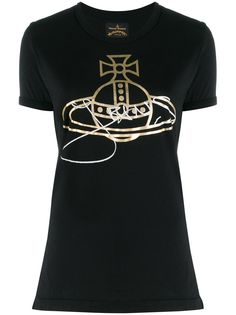 Vivienne Westwood Anglomania футболка с логотипом и эффектом металлик