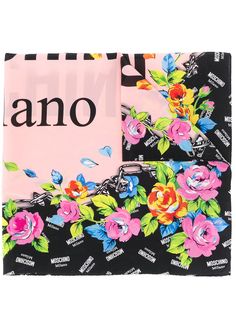 Moschino платок Milano с цветочным принтом и логотипом