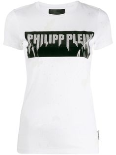 Philipp Plein футболка с логотипом и стразами