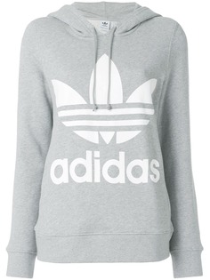 adidas хлопковая толстовка с капюшоном и логотипом