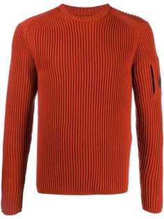 CP Company ribbed knit logo plaque sweater
