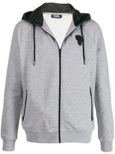 Karl Lagerfeld Ikonik patch zip-up hoodie